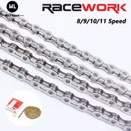 RACEWORK Bike Chains 8 9 10 11 12 Speed Mountain Bike Chains Silver Half Hollow MTB Chains 116L Road Bike Chains For Shimamo SRAM Campagnolo System