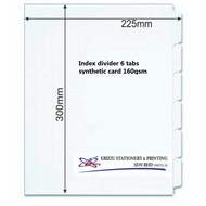 Index divider 6 tabs synthetic card 160gsm