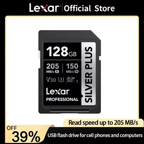 Lexar Silver Plus SD Card 64GB 128GB 256GB 1TB Flash Memory Card U3 V30 4K Read Speed Up To 205MB/s 