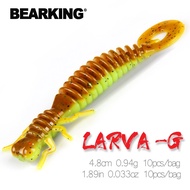 BEARKING Larva 4.8cm 0.94g 10pcs Artificial Soft Lures Fishing Worm Silicone Bass Pike Minnow Swimba