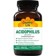 Country Life Acidophilus Probiotic Supplement for Women & Men - Free from Common Allergens - 2.4 Bil