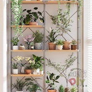 Shelf Log Style Living Room Balcony Flower Stand Succulent Green Plant Flower Stand Wheeled Washing 