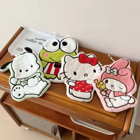 My Melody Pochacco Cartoon Kawaii Hand Towel Water-Absorbent Coral Fleece Kitchen Essentials Decor Q