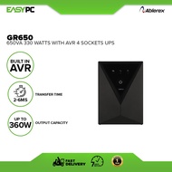 EasyPC | Ablerex GR650 650va 330 Watts/360 Watts with AVR 4 Sockets UPS, Built-in AVR LED Display