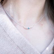 倫敦藍托帕石925純銀天使翅膀項鍊