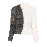 GANNI Women's Printed Stretch Cotton Ruched Top 600075476