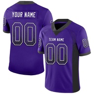Purple Color Drift Fashion Football T Shirts For Men Custom Name Team Name Number V Neck Rugby T Shi