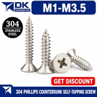 CSK Phillips Flat Head Self Tapping Screw | SUS 304 Stainless Steel Grade A2-70 | M1 M1.2 M1.4 M1.7 