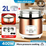 2/4 Liters with Steamer Standard Rice Cooker with Measuring Cup & Rice Ladl&free gift- 3/8Cups Rice