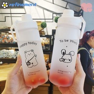 REFINEMENT 500ml Frosted Water Bottle Travel Portable Girl Drinking Bottle