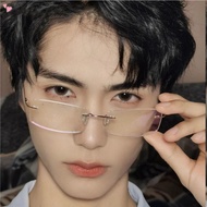Ultra Light Frameless Glasses For Women Myopic Glasses  Small Square Lens Anti Blue Light Glasses De