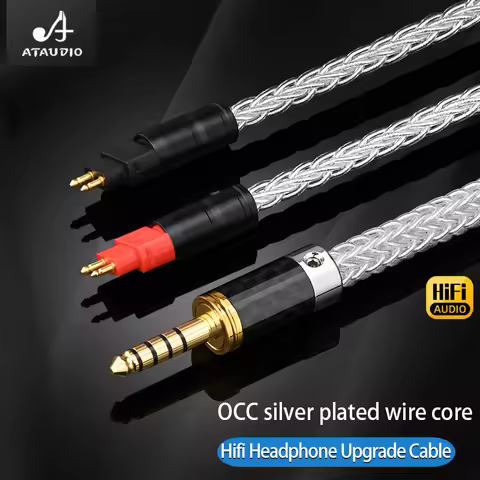 ATAUDIO Hifi Headphone Cable 16 Strands OCC Silver Plated Core Earphone Cable for Sennheiser HD580 H