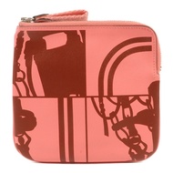 HERMES Swift皮革Carrie Pocket Pouch銀扣零錢包Pink
