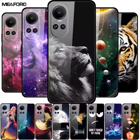 Tempered Glass Case For Oppo Reno10 Pro Cover Reno 10 5G Fashion Hard Back Cover for Oppo Reno 10 Pr