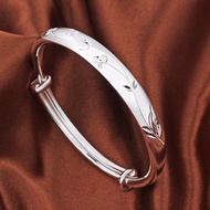 Clover Silver Bracelet Female 9999 Sterling Silver Sliding Adjustable Solid Ethnic Style Silver Brac