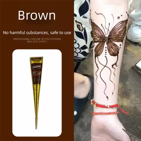 Easy-To-Use Henna Tattoo Cream Black Brown Semi-permanent Henna Paste Cone Temporary Temporary Tatto