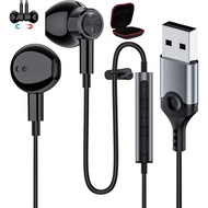 USB Earbuds with Microphone for PC, USB Headset with Mic for Computer Wired Earphones with Mute, Noi