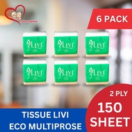 TISSUE [6 PACK PACK] LIVI ECO MULTIPURPOSE TISSUE 150 SHEETS