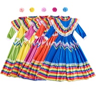 Kids Girls Mexican Traditional UN Dress United Nations Mexico Girl Cosplay Costume for Daily Wear Pa