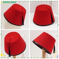 AVOCADD Tarboosh Fez Hat, Felt Round Fez Cap, Traditional Breathable Red Color Moroccan Hat Universa