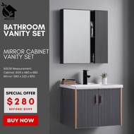 SG Stocks 60 / 80CM. Vanity Cabinet, Mirror and Tap Set. Aluminum Bathroom Vanity Set / Bathroom Sink / Ready Stocks