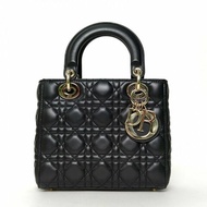 DIOR Lady戴妃包四格黑色羊皮金扣2018肩背包