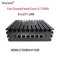 Fan Mini PC Pfsense Firewall Router Mini PC Intel Core i3-7100U I5-8250U 4405U 6x Intel Ethernet i21