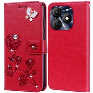 Diamond Embossing Print Rose Phone Case For Itel A50 A667L Book Leather Full Silicone Cover