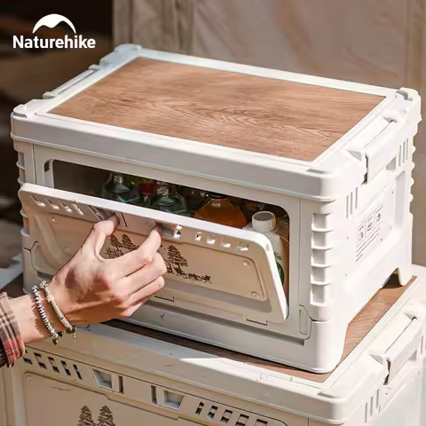 Naturehike Camping Box 60L Large Capacity Folding Storage Box 25L 30L 50L Home Bedside Table Outdoor