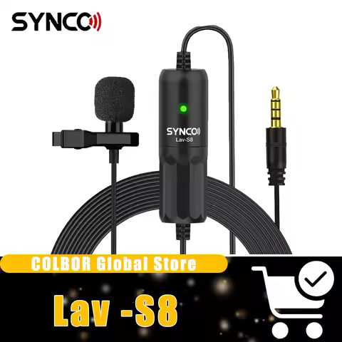 SYNCO Lav-S8 Lavalier Microphone Clip-on Omnidirectional Lapel Mic Noise Reduction Auto-Pairing