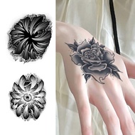 Cross-Border Black White Art Style Tattoo Stickers Wings Flower Eyes Spider Web Totem Rose Easy-to-S