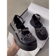 【AG126】Black Gothic Punk Lolita Muffin Shoes