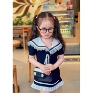 Mango silk dress for girls 12-35kg dark blue