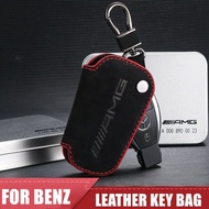 Mercedes-Benz Leather Key Case Carbon Fiber Car Key Cover Holder AMG Style