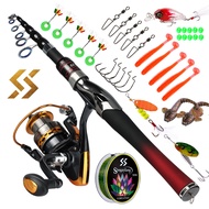 Sougayilang รอกตกปลา รอกสปินนิ่ง คันสปิ้น Fishing เต็มชุด1.6เมตร Telescopic เบ็ดตกปลา13 + 1BB รอกตกป