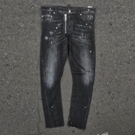 DSQUARED JEANS DENIM SKINNY SLIM FIT CELANA BIKERS STONE WASHED FADING RIPPED DISTRESSED CASUAL TOURING PANTS TROUSER LUXURY ORIGINAL not NUDIE KAPITAL BALMAIN PALM ANGELS  RAF SIMONS JIL SANDER AMIRI PHILLIP PLEIN ARMANI ADLV HAGT