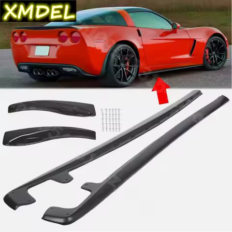 For Corvette C6 Z06 Wide 2005-2013 ZR1 Style ABS Side Skirts Rocker Panels Mud Flaps