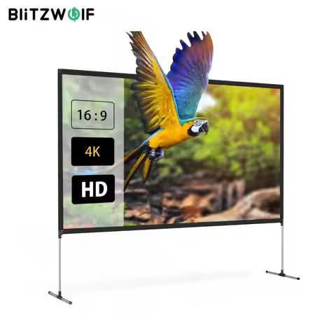 BlitzWolf BW-VS6 80/100-Inch Projector Screen 4K Resolution 16:9 Foldable Anti-Crease Easy Installat