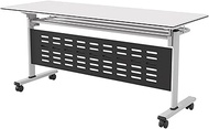 YVYKFZD Folding Conference Table, Flip Top Conference Room Table, Rolling Seminar Meeting Table with