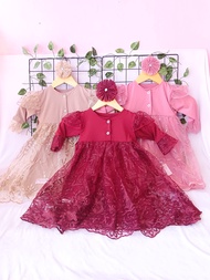 Gamis Anak Aisy MODEL BROKAT BANDU USIA 0-5 TAHUN/ Gamis Anak Set Hijab/ Dress Anak