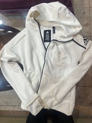 Adidas白色運動外套 太空棉外套 運動外套 連帽外套 白色外套