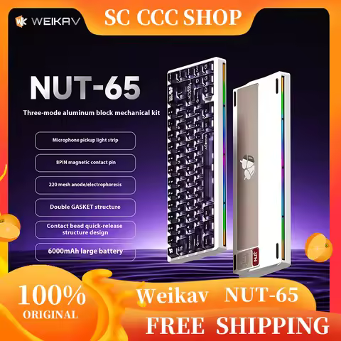 Weikav NUT65 Aluminum Mechanical Keyboard Kit Tri-Mode Keyboard Kits Dual Gasket ARGB Light 6000 mAh