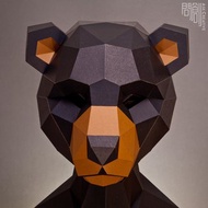 DIY手作3D紙模型 禮物 擺飾 面具系列-黑熊面具