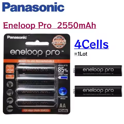 4Cells Original Panasonic Eneloop Pro AA 2550mAh 1.2V Ni-MH Rechargeable Battery Pre-Charged For Cam