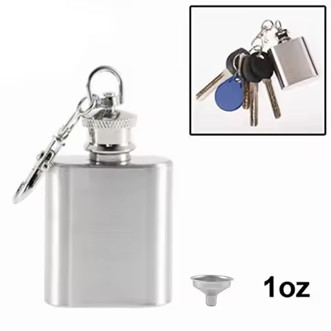 LMETJMA 1oz Portable Mini Stainless Steel Liquor Hip Flask for Alcohol Bottle Travel Whiskey Bottle 