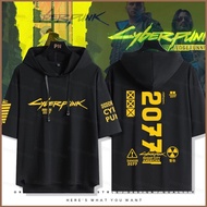 YT1 Cyberpunk 2077 Edgerunners hooded short sleeves T-shirt Loose casual hoodie summer cosplay cloth