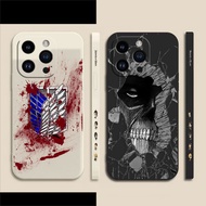 A-Attack On Titan Anime LOGO Soft Liquid Silicone Side Printed Case For Apple iPhone 15 15Plus 15Pro 15Pro Max 14 13 12 11 Plus XR XS X 6 6s SE 2020 2022 7 8 Plus Mini Max