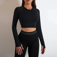 สต๊อกพร้อมส่ง) Womens Fitness Suit Sports Pants Long-sleeved Shirt Push-up Running Suit Sportswear P