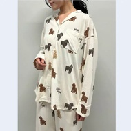Room Wear Ladies Women 'S Pajamas Sleepwear Teddy Bear Pommy Cardigan Shirt Pants