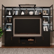 4 - piece Entertainment Wall Unit , Multifunctional Tv Stand Tempered Glass Door / led Lights , - fl